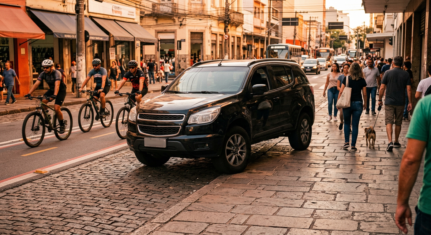 Atenção: Estacionar sobre Calçada ou Ciclovia é uma Infração Grave