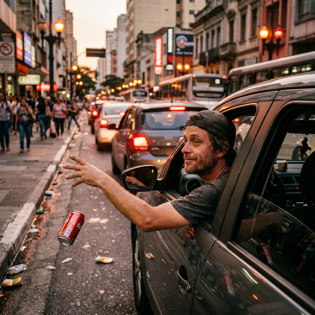 Atenção: Jogar lixo pela janela pode suspender sua CNH!